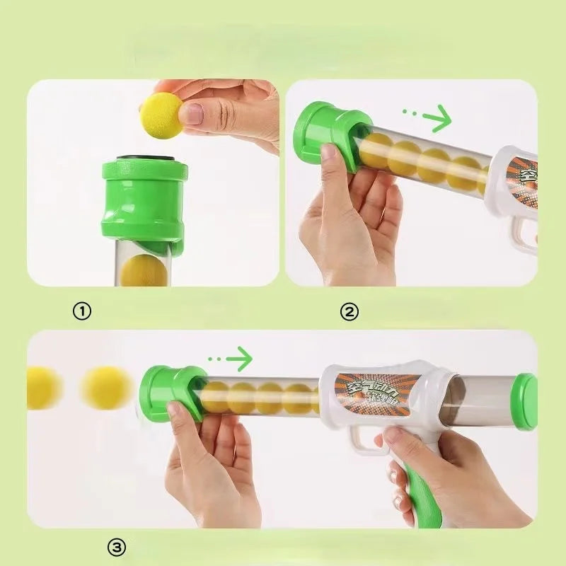 Launch Training Cat Toys Interactive Shooter Gun Teaser Plush Ball Pet Creative Games Stretch Mini Pompoms Kittens Supplies Gato Lunapaws pet supply