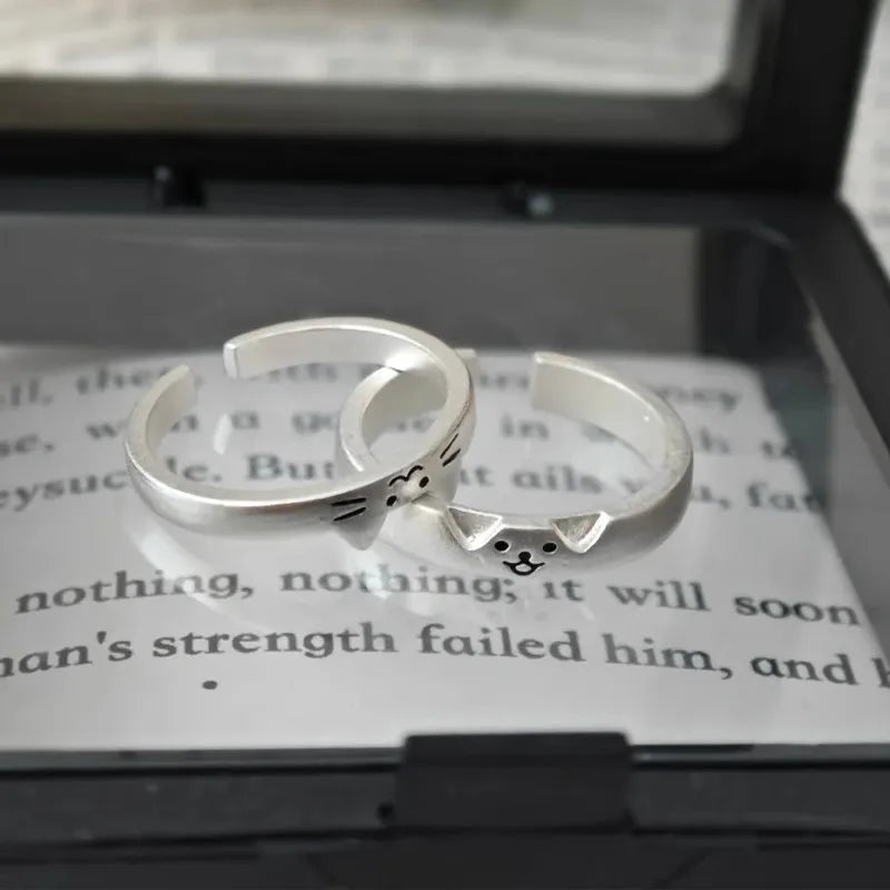 Cute Cat Dog Animal Couple Ring for Women Me Lunapaws pet supply