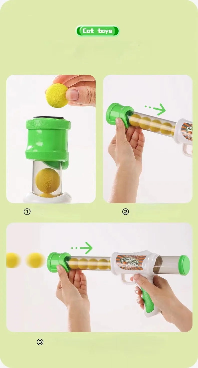 Launch Training Cat Toys Interactive Shooter Gun Teaser Plush Ball Pet Creative Games Stretch Mini Pompoms Kittens Supplies Gato Lunapaws pet supply