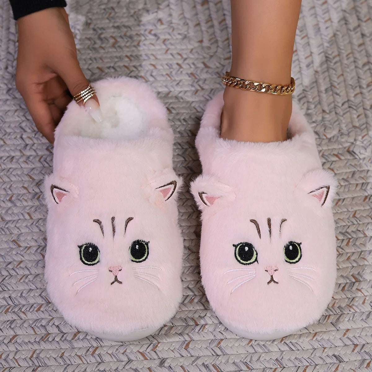 Cat Fuzzy Slippers - Lunapaws pet supply