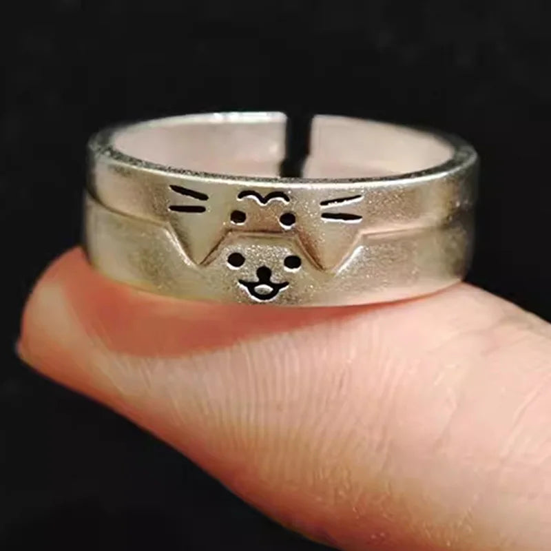 Cute Cat Dog Animal Couple Ring for Women Me Lunapaws pet supply