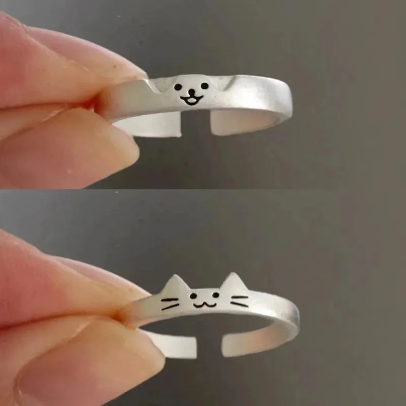 Cute Cat Dog Animal Couple Ring for Women Me Lunapaws pet supply