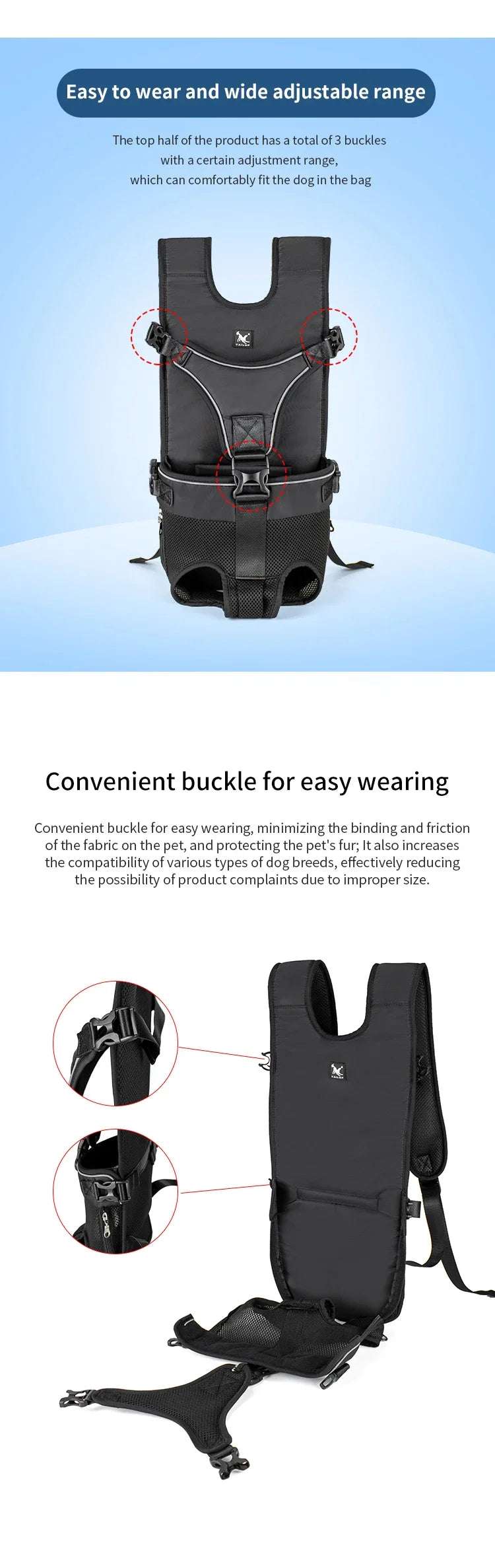 Adjustable Pet Carriers Front Facing  backpack Lunapaws pet supply