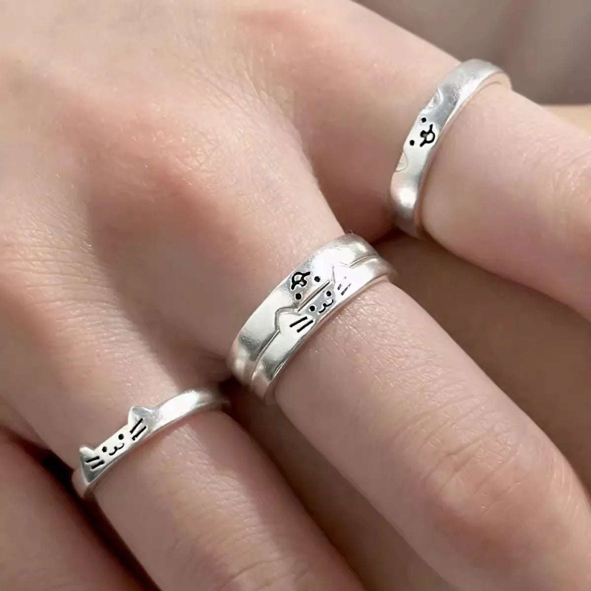 Cute Cat Dog Animal Couple Ring for Women Me Lunapaws pet supply