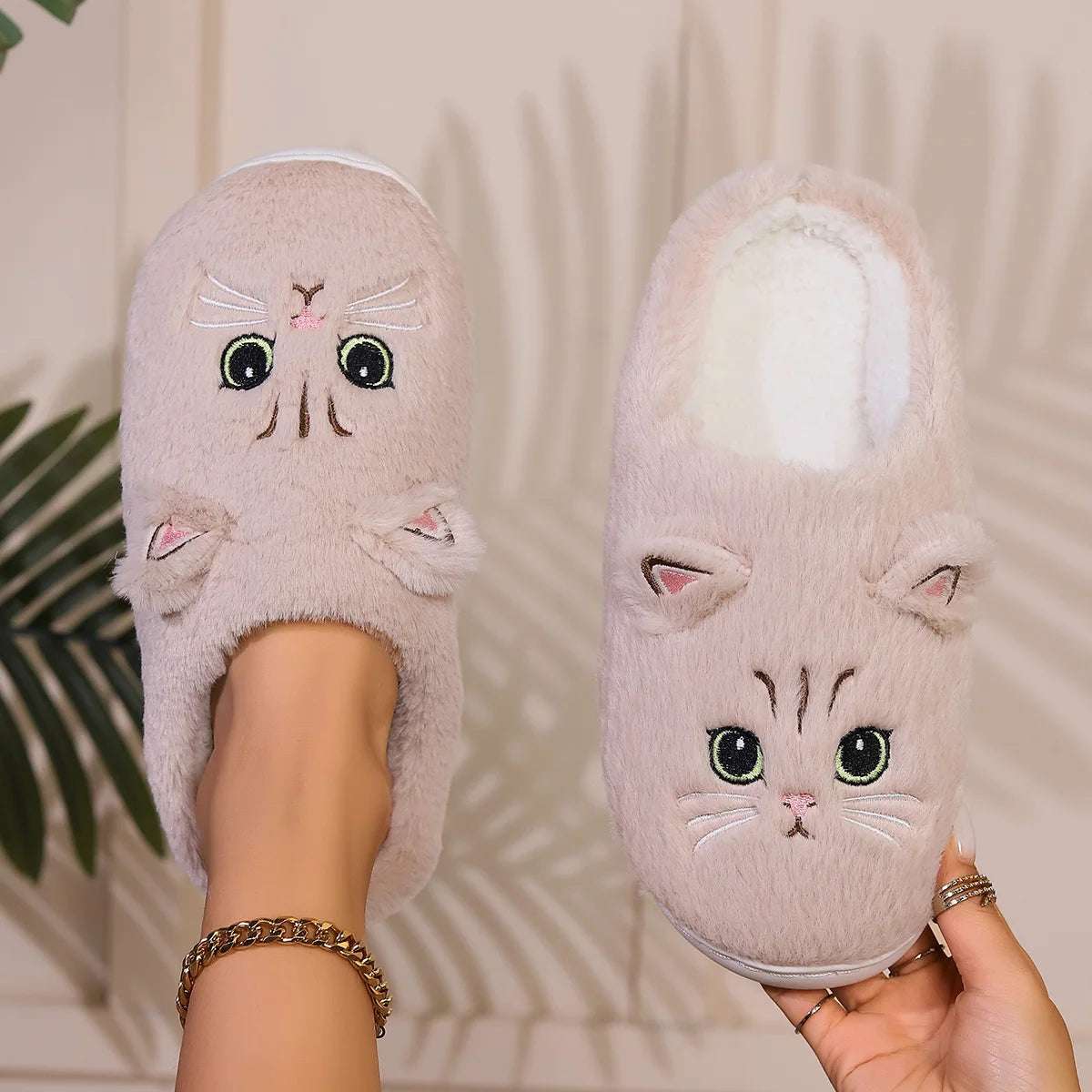 Cat Fuzzy Slippers - Lunapaws pet supply