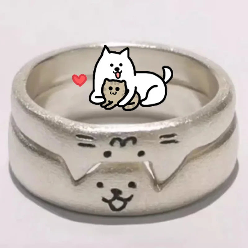 Cute Cat Dog Animal Couple Ring for Women Me Lunapaws pet supply